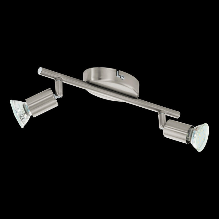 eglo buzz led nickel 2 light bar spotlight living room image