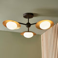 Carlton 3 Light Black & Gold Living room Semi Flush - Opal Glass Shades Image 2