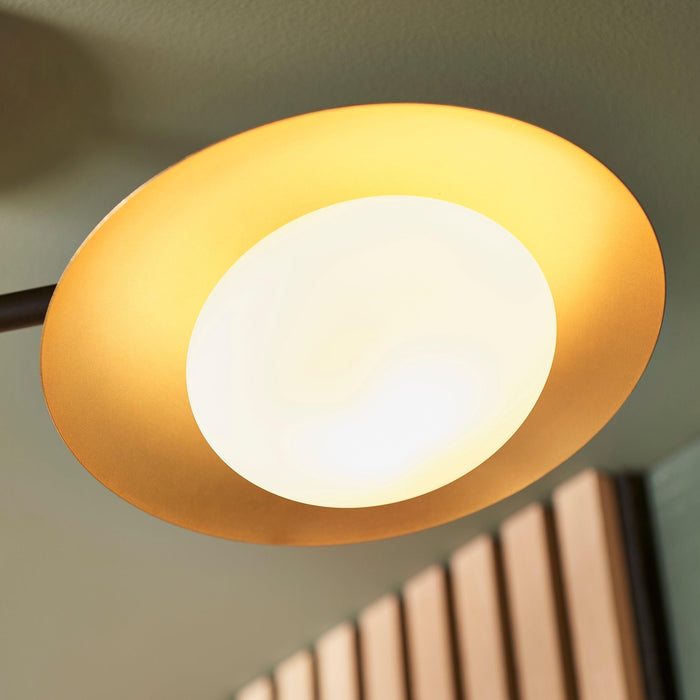Carlton 3 Light Black & Gold Living room Semi Flush - Opal Glass Shades Image 5
