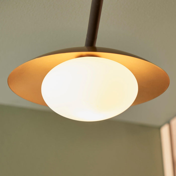 Carlton 3 Light Black & Gold Living room Semi Flush - Opal Glass Shades Image 6