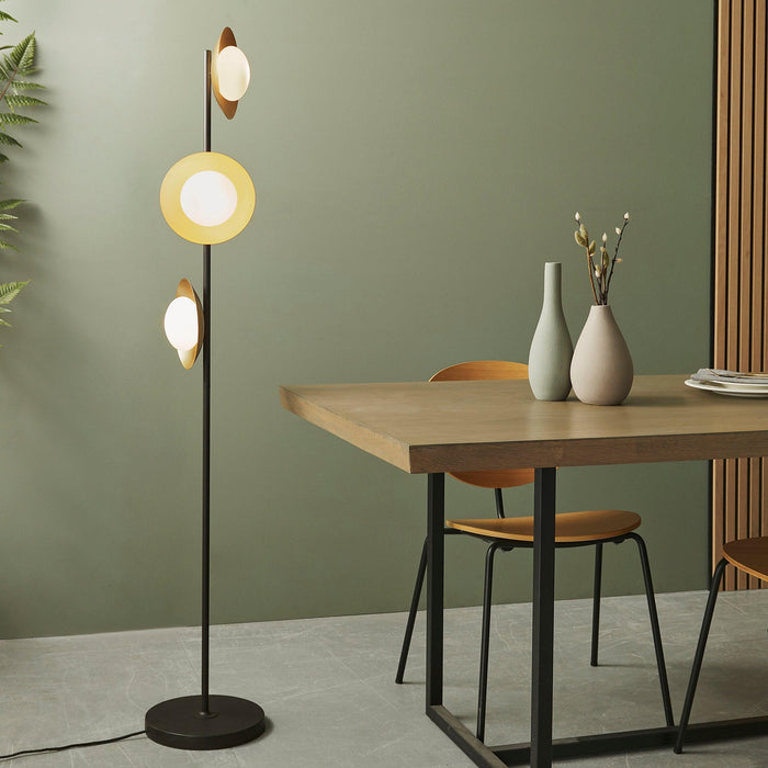 carlton gold dish floor lamp opal glass shades Living room lighting image