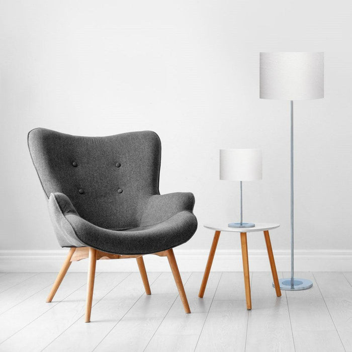 carter chrome floor lamp ivory drum shade by searchlighting lighting, living room image