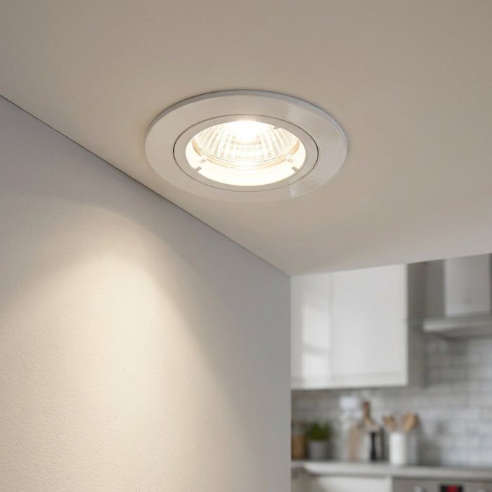 Cast Fixed White Recessed Downlight by Saxby Lighting — suits kitchens, living rooms & bedrooms