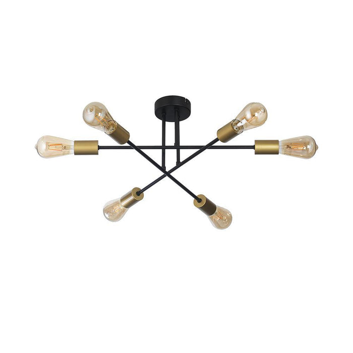 Chanin 6 Light Black Gold Ceiling Light