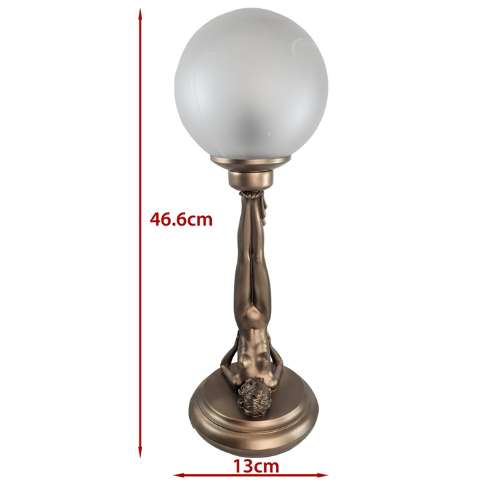 Charlotte Brass Art Deco Figurine Lamp — rear view