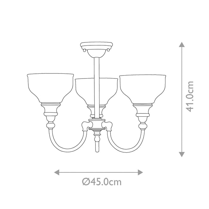 Cheadle Chrome 3 Light Bathroom Ceiling Semi-Flush — close-up detail