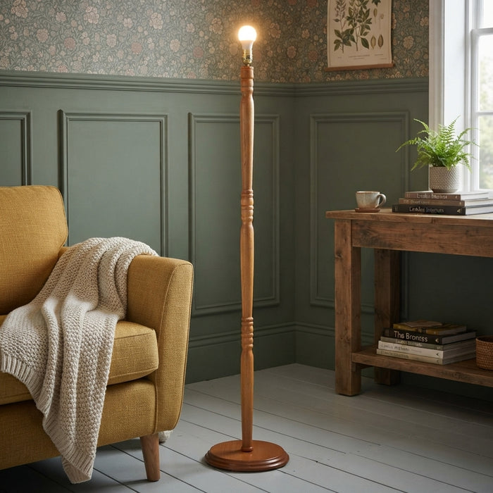 Cherry Finish Wooden Floor Lamp