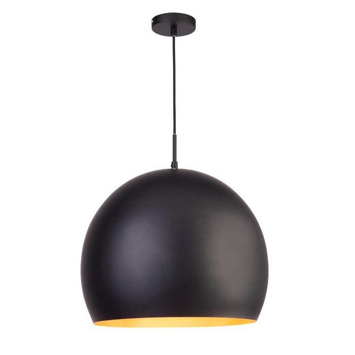 Chicago Industrial Black Ball Pendant - 40cm Gold Interior-Ceiling Pendant Lights-1-Tiffany Lighting Direct