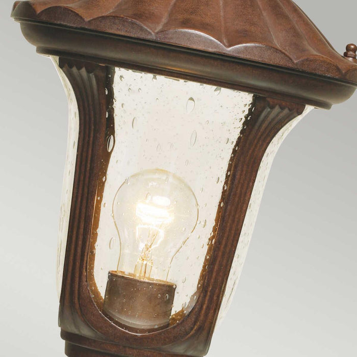 elstead chicago rusty bronze patina small outdoor pedestal lantern Living Room Close Up