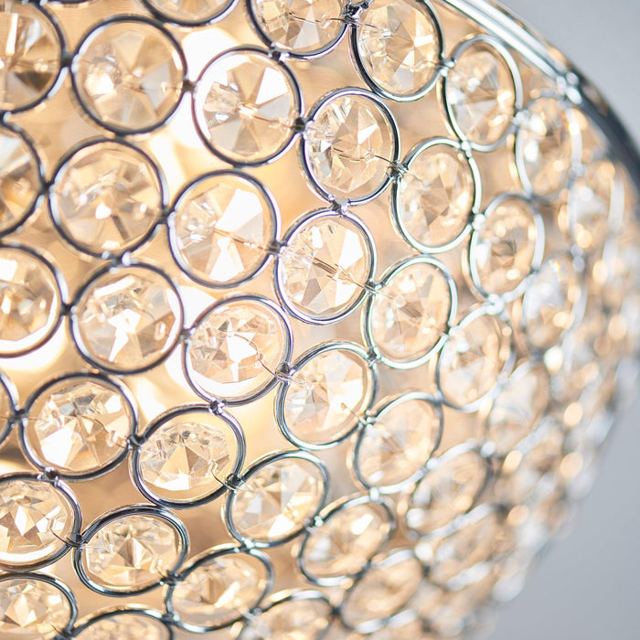 Chryla Clear Crystal & Chrome Flush Bathroom Ceiling Light 60103 - Close-up Crystal Detail