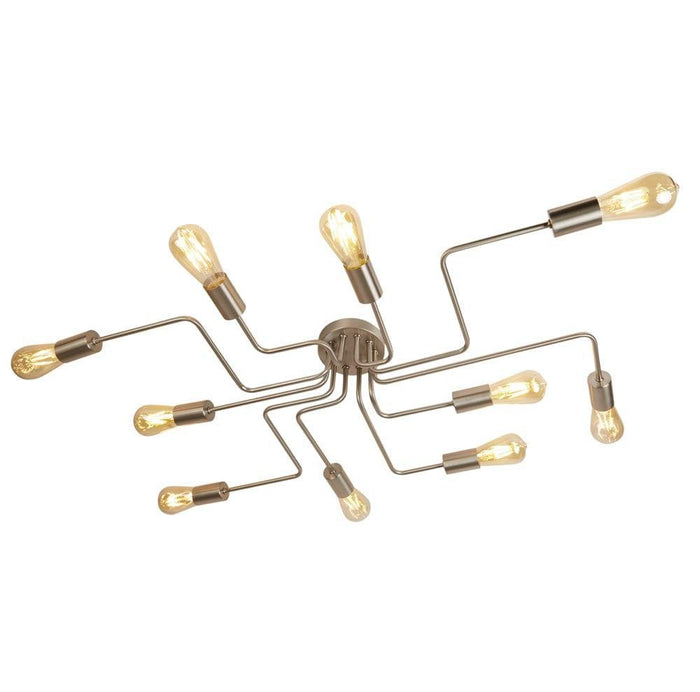 Circuit 10 Light Satin Silver Ceiling Flush - Searchlight Living room Image