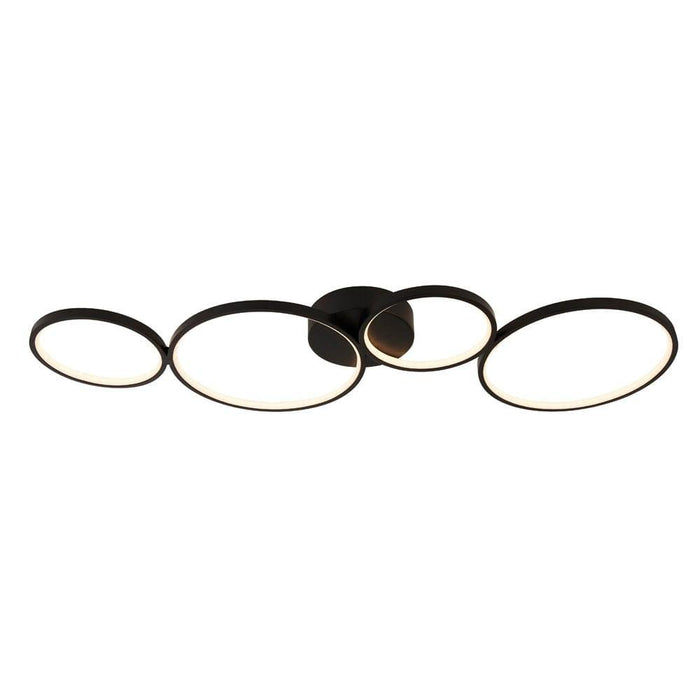 Cirque 4 Light LED Black Ring Flush Ceiling Light Searchlight Living Room Image 1