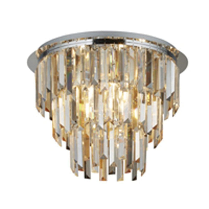 Clarissa 5 Light Chrome Ceiling Flush - Crystal Prism Drops Living room Image