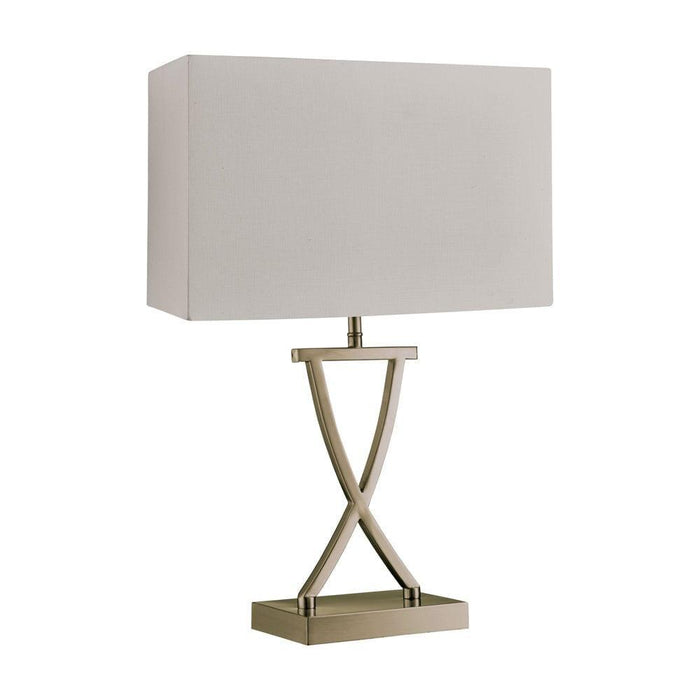 Club Antique Brass Table Lamp - White Rectangle Shade 1