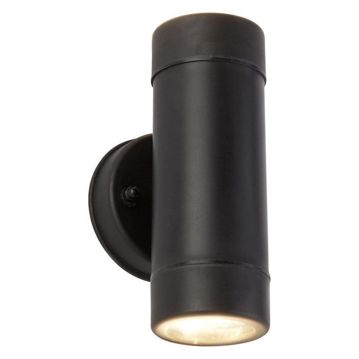 coastal led outdoor 2 light cylinder up down black wall light