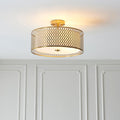 Endon Cordero 3 Light Gold Flush Ceiling Light Hallway Image