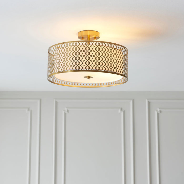 Endon Cordero 3 Light Gold Flush Ceiling Light Hallway Image