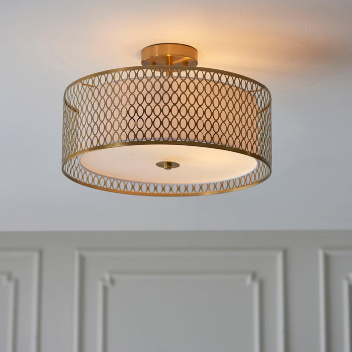 Endon Cordero 3 Light Gold Flush Ceiling Light Living room image 2