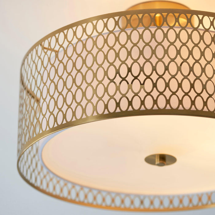 Endon Cordero 3 Light Gold Flush Ceiling Light Hallway close up