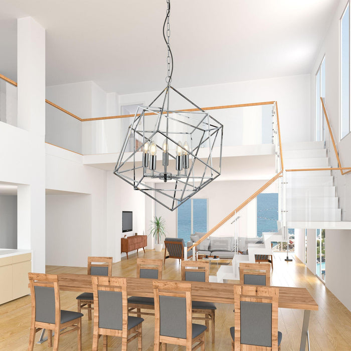 Cube 5 Light Chrome Geometric Cube Ceiling Pendant-Ceiling Pendant Lights-5-Tiffany Lighting Direct