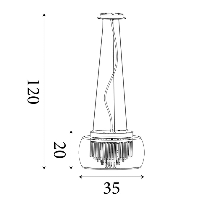 Curva 4 Light Pendant Glass Shade & Spiral Tubes