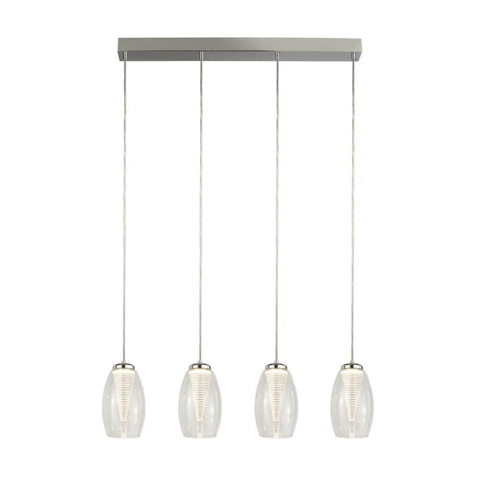 Cyclone 4 Light LED Bar Ceiling Pendant - Clear Glass Shades-Ceiling Pendant Lights-1-Tiffany Lighting Direct