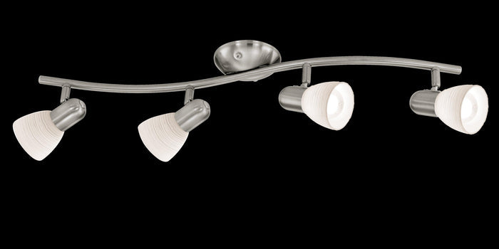 eglo dakar 1 nickel white glass 4 light bar spotlight