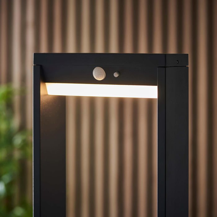 Dannah 1 Light Solar Powered Black Outdoor Lamppost With PIR Sensor 96935