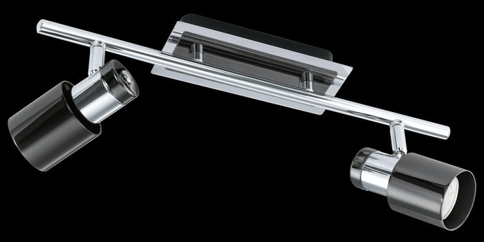 eglo davida 1 black nickel chrome 2 light bar spotlight living room image