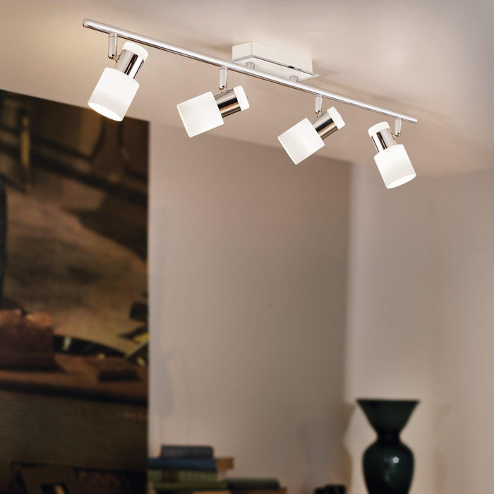 eglo davida chrome white 4 light bar spotlight living room image
