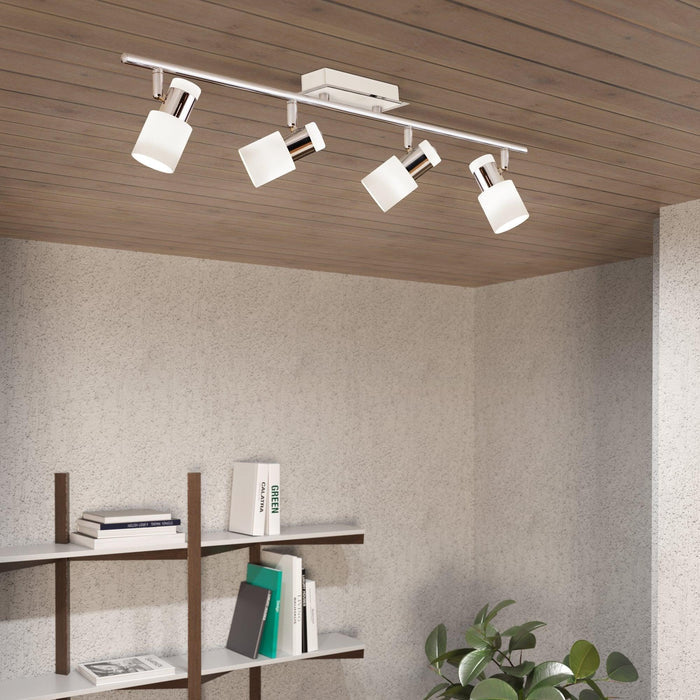 eglo davida chrome white 4 light bar spotlight kitchen lighting