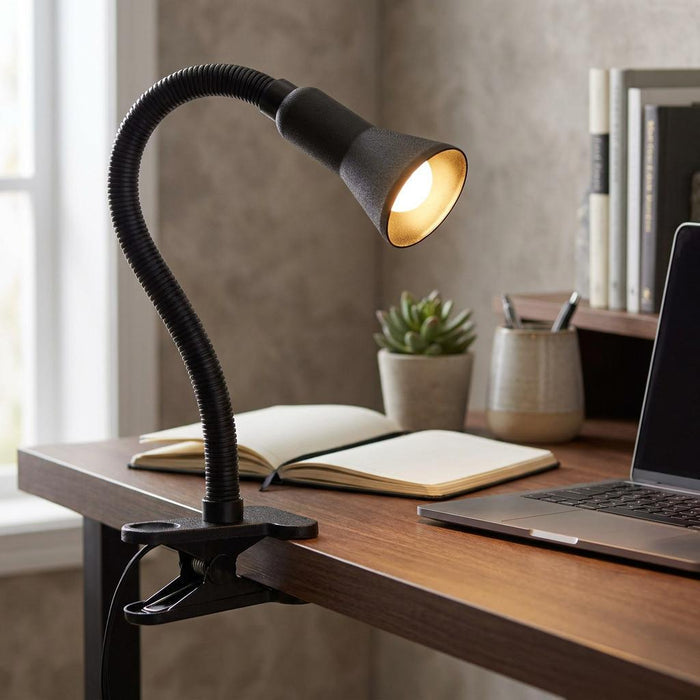 Desk Partners - Black Flex Clip Desk Lamp on desk