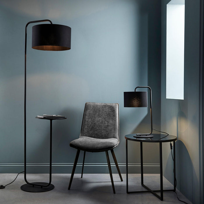 dorset black floor lamp with 32cm table top black shade kitchen lighting image