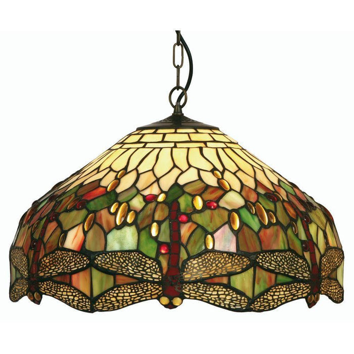 Tiffany Ceiling Pendant Lights - Oaks Tiffany Dragonfly Medium Ceiling Pendant Light,Adjustable Chain,Single Bulb Fitting OT 1485/16P