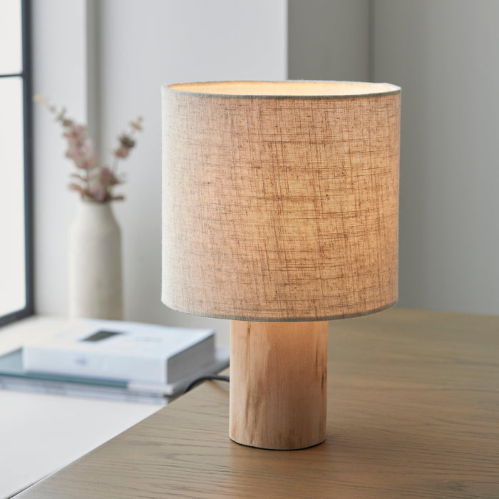 Durban 1 Light Wooden Base Table Lamp With Linen Shade-Endon Lighting-Living-Room-Tiffany Lighting Direct-[image-position]