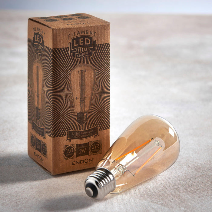 e27 led 2w decorative filament amber pear light bulb Living room lighting image