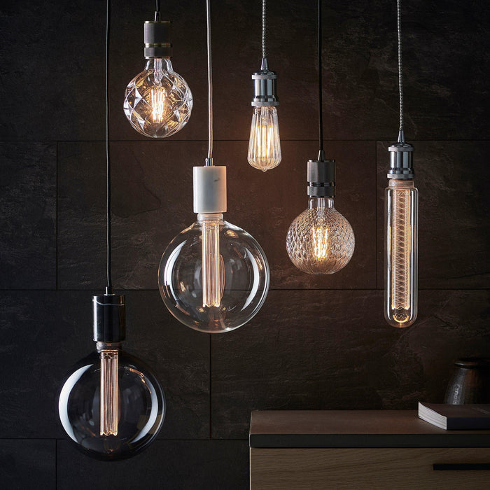 e27 smoked glass globe internal cylinder led 2 8w light bulb