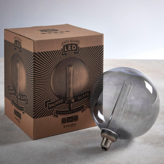 e27 smoked glass globe internal cylinder led 2 8w light bulb mDining room lighting