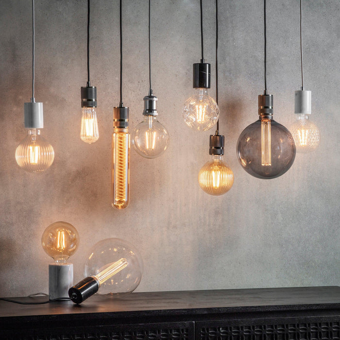 e27 smoked glass globe internal cylinder led 2 8w light bulb kitchen lighting image