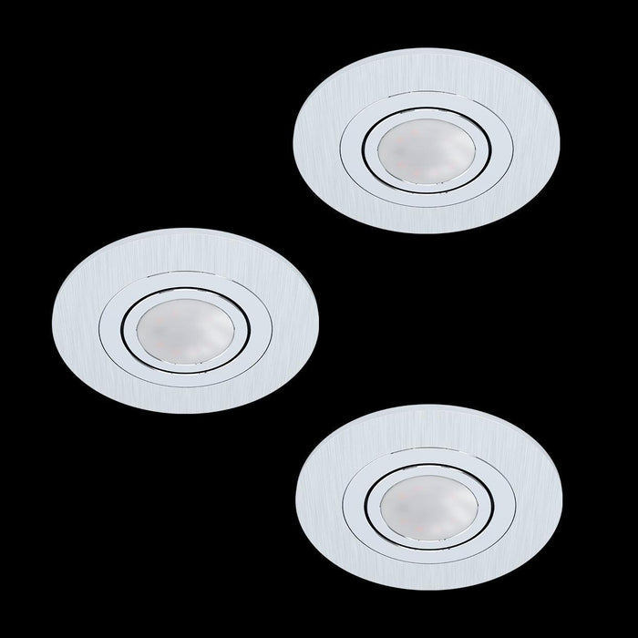 eglo areitio set of 3 round alumnium recessed downlights living room image