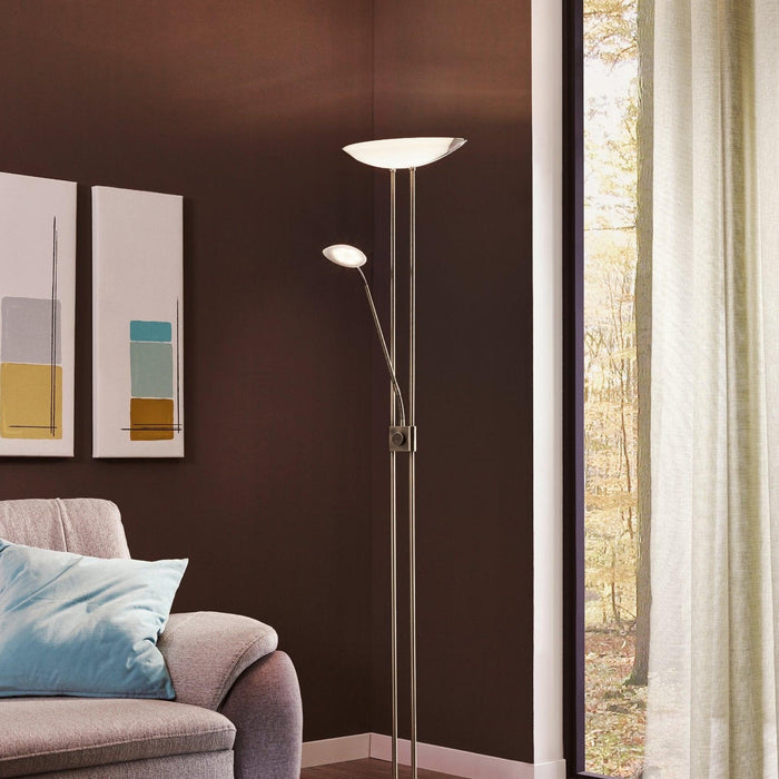 eglo baya led nickel mother child led floor lamp