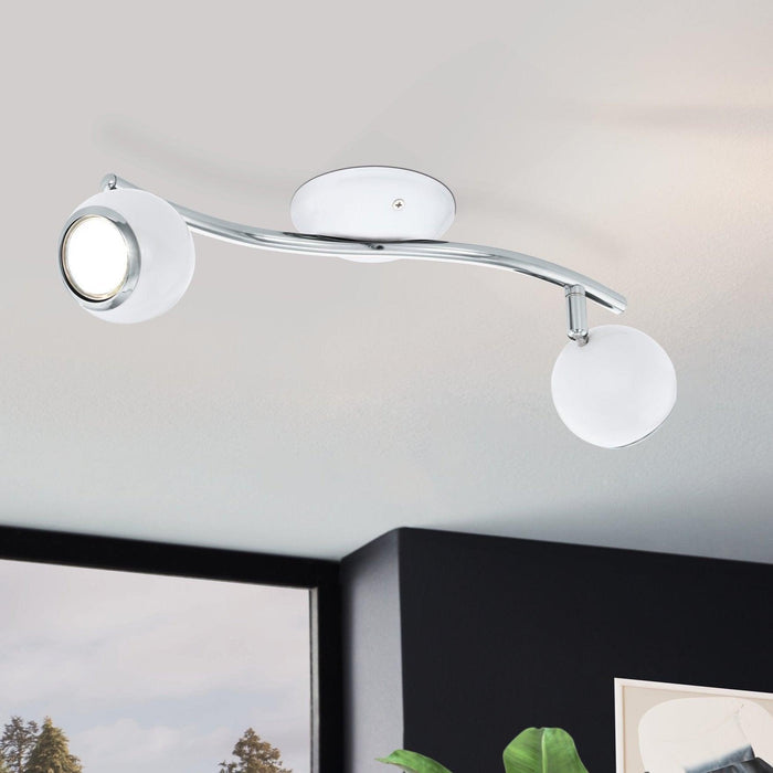 eglo bimeda 2 light white chrome spotlight