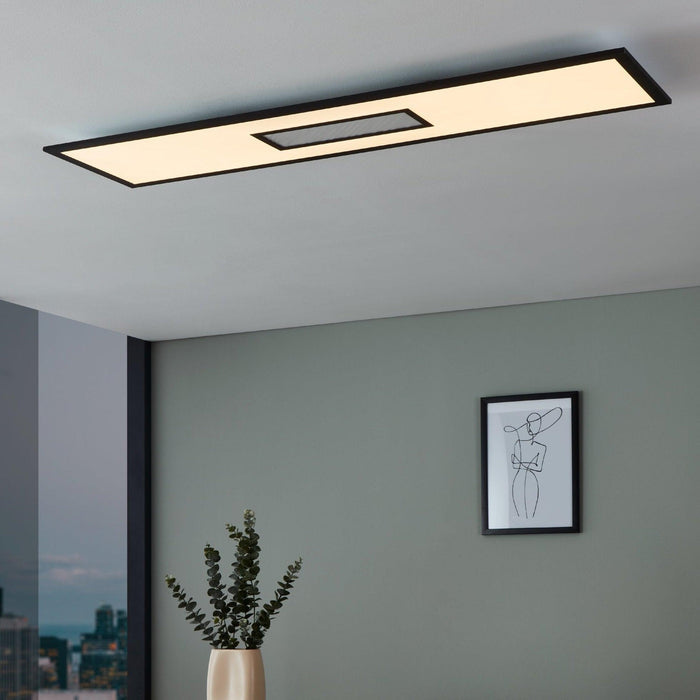 eglo bordonara black led rectangular ceiling flush light