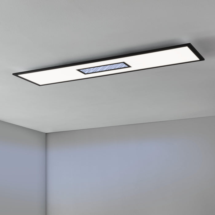 eglo bordonara black led rectangular ceiling flush light living room image