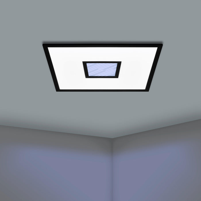 eglo bordonara black led square ceiling flush 45cm living room close up