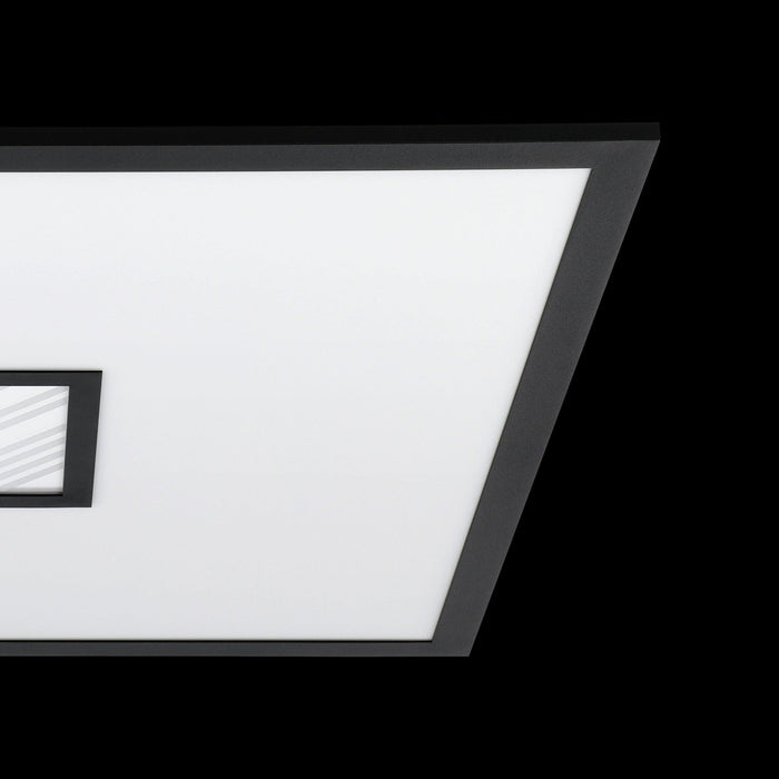 eglo bordonara black led square ceiling flush 59 5cm living room close up