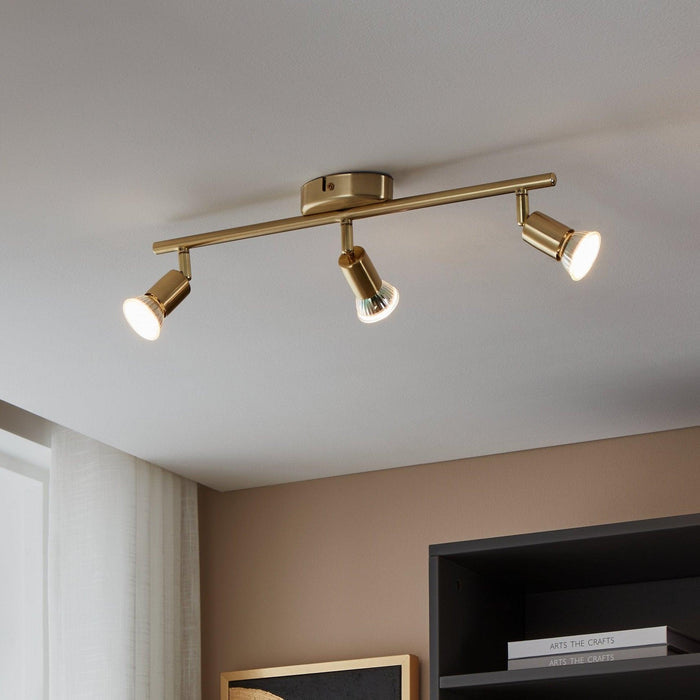 eglo buzz led brass 3 light bar spotlight
