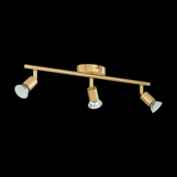 eglo buzz led brass 3 light bar spotlight living room image
