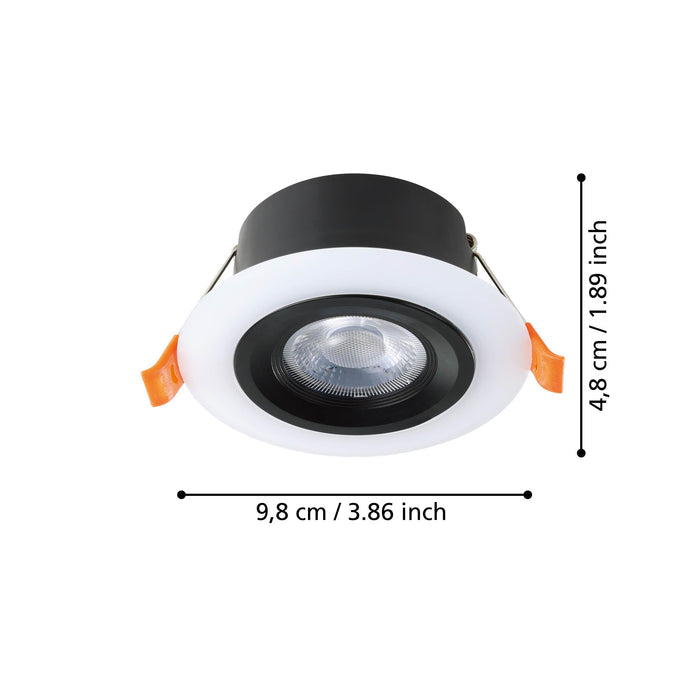 eglo calonge led round white recessed ceiling spot light living room close up