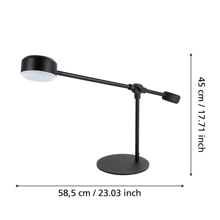 eglo clavellina led black metal hinged table lamp living room close up
